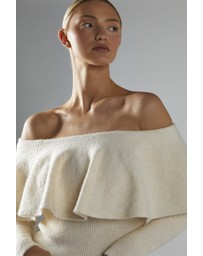 Glamorous - Cream Peplum-Bardot Jumper