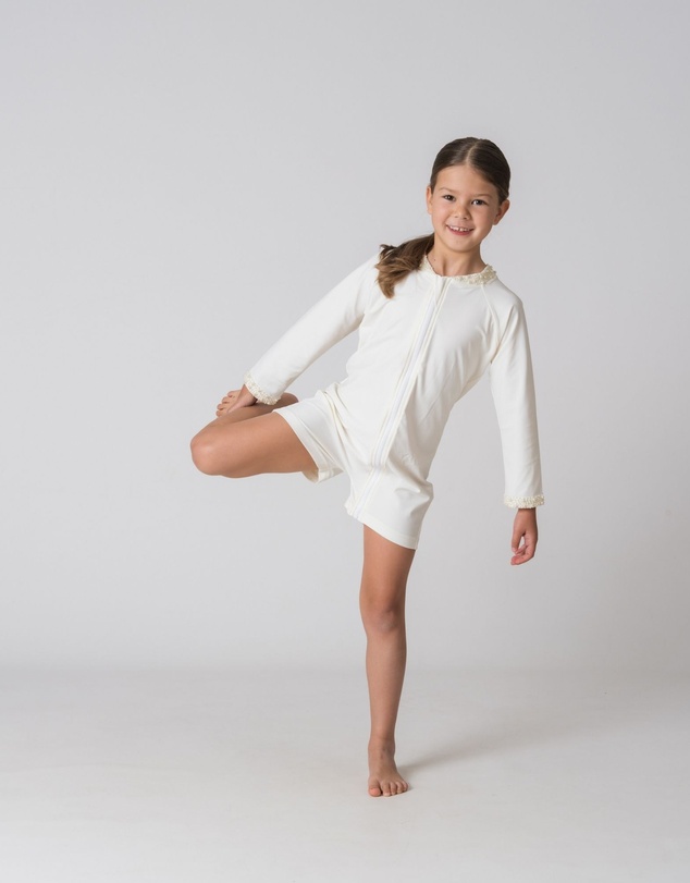 Fiola Rose Swim - Kids Sunsuit in Ivoire Perlé