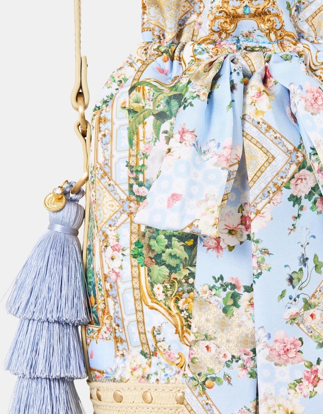 Camilla - Tie Top Bucket Bag With Tassels