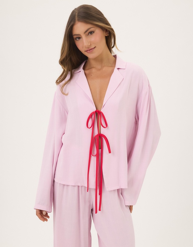 Atmos&Here - Marie Long Sleeve Sleeve And Bottoms Bow Tie Front Pyjamas