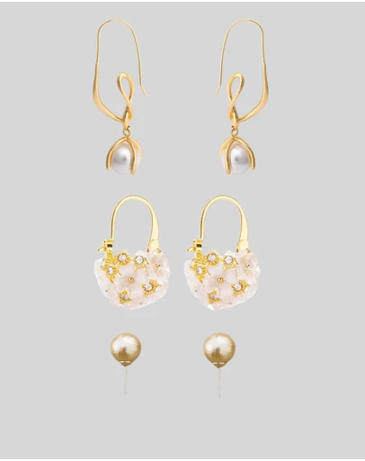 KAJA Clothing - Earrings-Pearl earrings 3pc