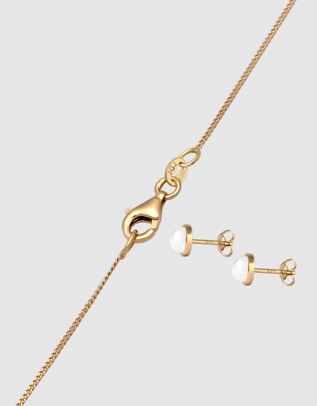 Elli Jewelry - Jewelry Set Moonstone 925 Sterling Silver Gold-Plated