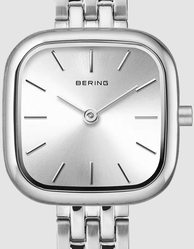 Bering - Bering Classic Ladies 26mm Square Case Silver Metal Strap Watch