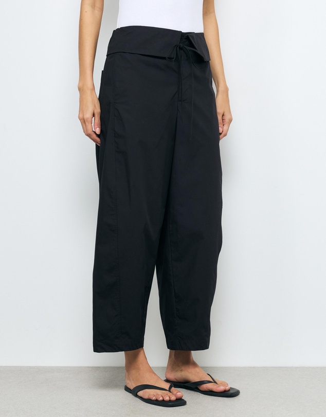 AERE - Nina Cotton Foldover Barrel Pants