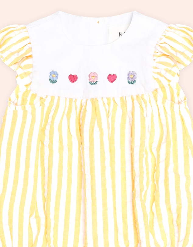Huxbaby - Flower Field Stripe Playsuit - Babies