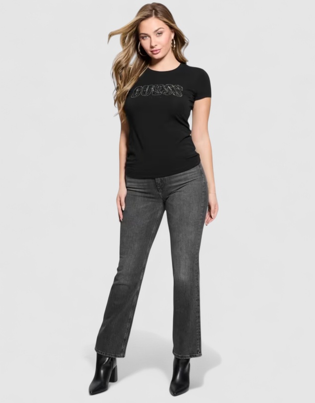 GUESS - Crew Neck Short Sleeve Logo Lace T-Shirt