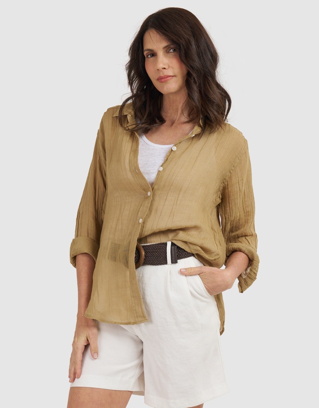 CAMIXA - Crinkle Oversized Linen Shirt