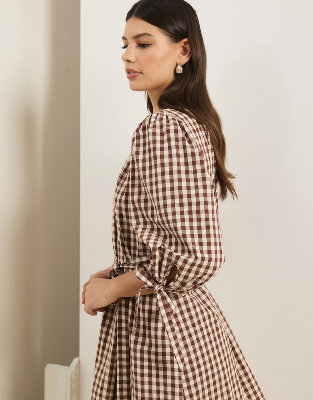 Atmos&Here - Hana Gingham Mini Dress With Tie Waist