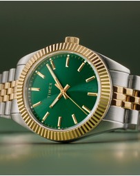 TIMEX - Womens 36mm Legacy Two-tone Case and Bracelet with Green Dial