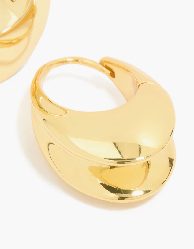 Lovisa - Waterproof Gold Plated Stainless Steel Oval Concave Hoop Earrings