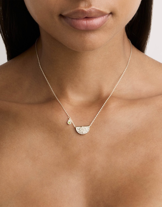 By Charlotte - Silver Lotus Birthstone Necklace - August