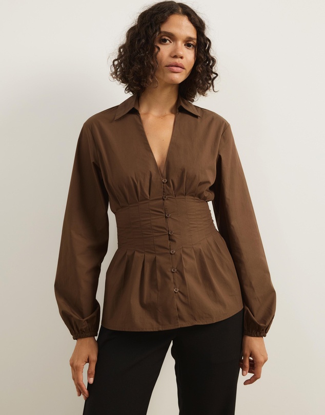 Atmos&Here - Zadie V-Neck Pin Tuck Top