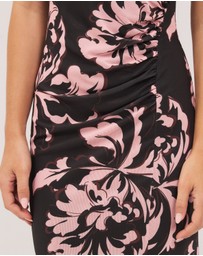 Calli - Luca Gathered Mesh Floral Midi Dress