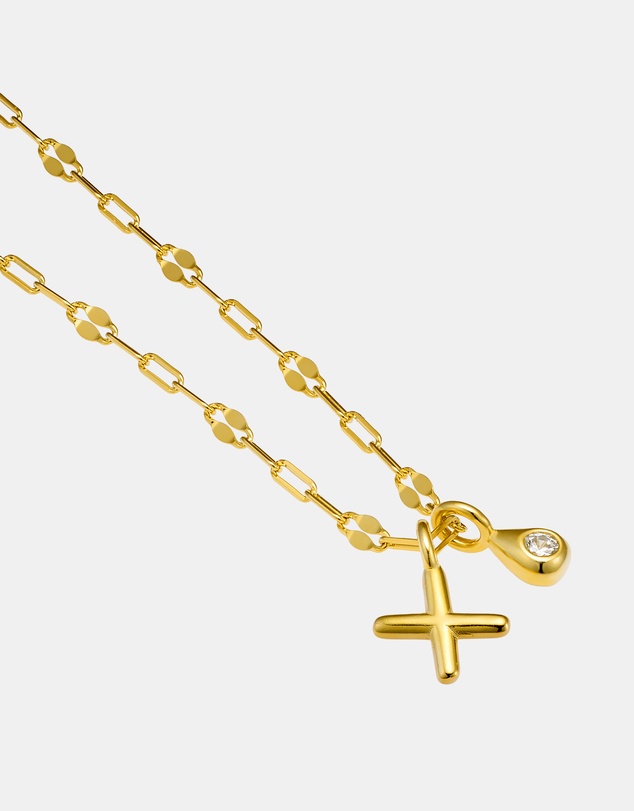 Zoe Olivia - 14K Gold Vermeil Imprint Initial X Cubic Zirconia Necklace