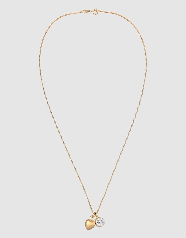 Elli Jewelry - Necklace Crystal Heart 925 Sterling Silver Gold-Plated