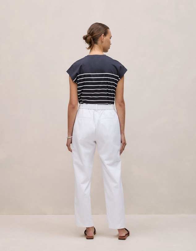 Trenery - Cotton Blend Straight Leg Pant in White