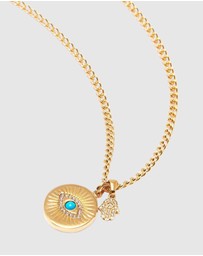 Nialaya Jewellery - Men's Evil Eye and Hamsa Hand Necklace
