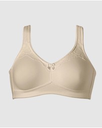 Naturana - Wide Strap Wirefree Cotton Bra with Lace