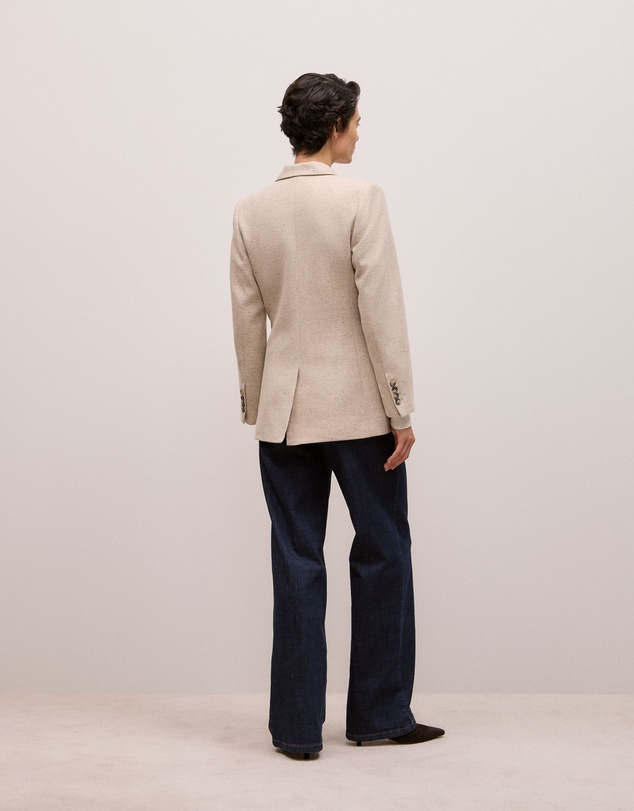 Trenery - Italian Wool Blend Flecked Blazer in Oat Marle