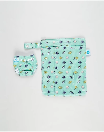 itti bitti - Reusable Swim Nappy + Double Pocket Wetbag - Bubbles