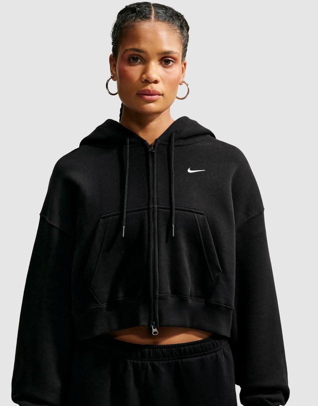 Nike - Studio Fleece Medium Weight Oversized Full-Zip Cropped Hoodie