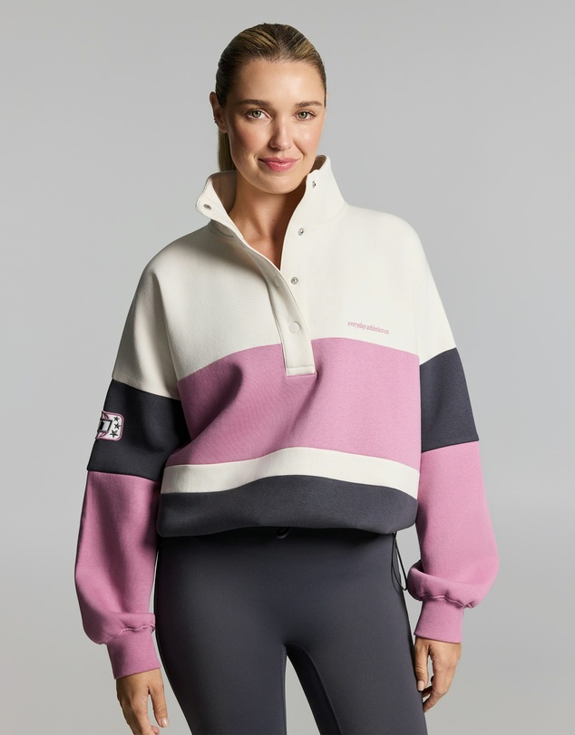 Rockwear - Cosy Fleece Blocked Snap Crew