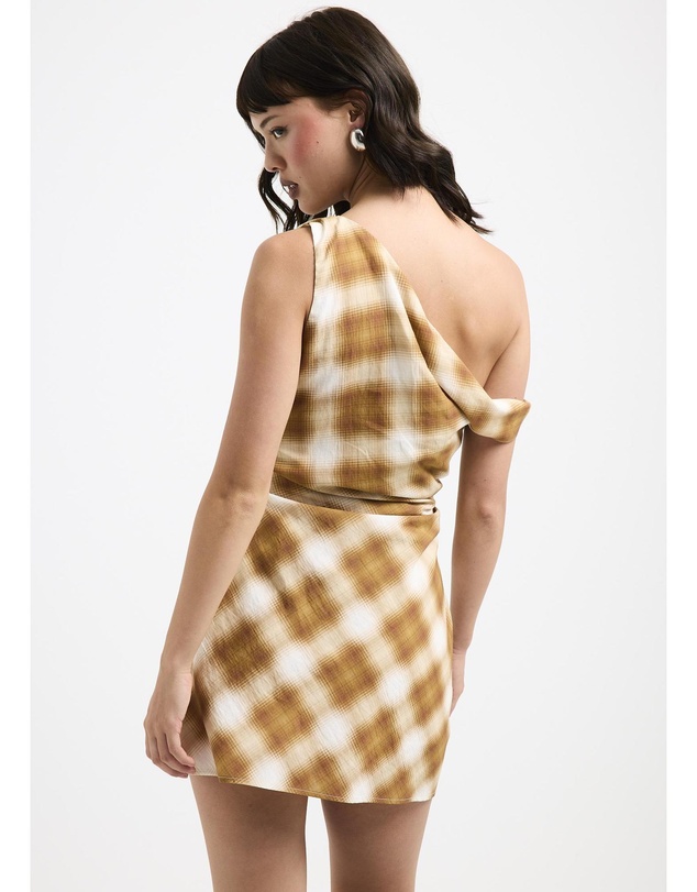 Alice In The Eve - Alyssa Plaid Off Shoulder Mini Dress