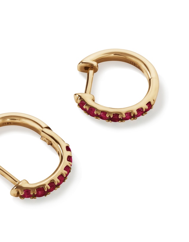 Michael Hill - Ruby Huggie Hoop Earrings in 10kt Yellow Gold
