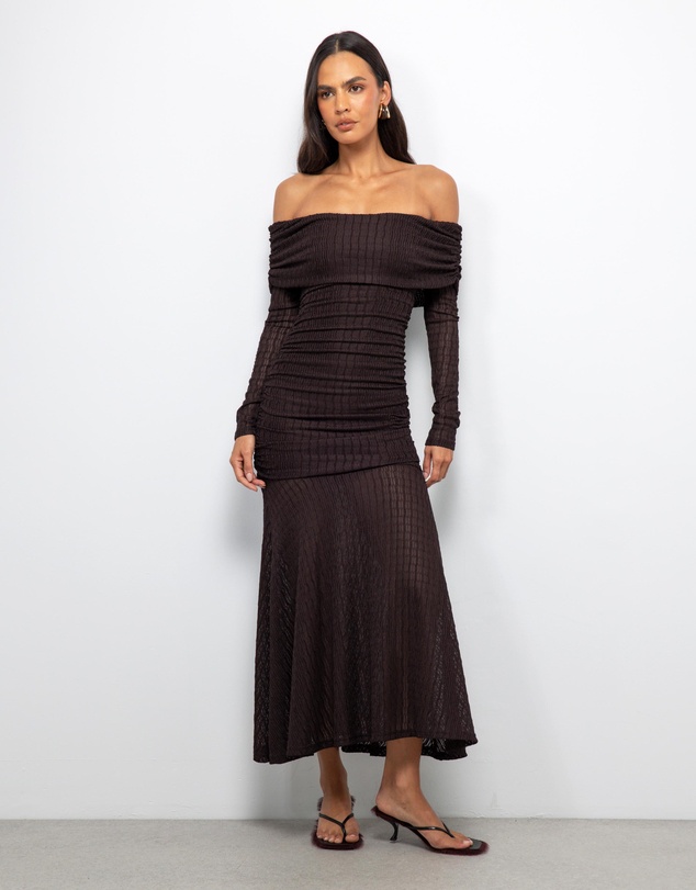 AERE - Valentina Off Shoulder Midi Dress