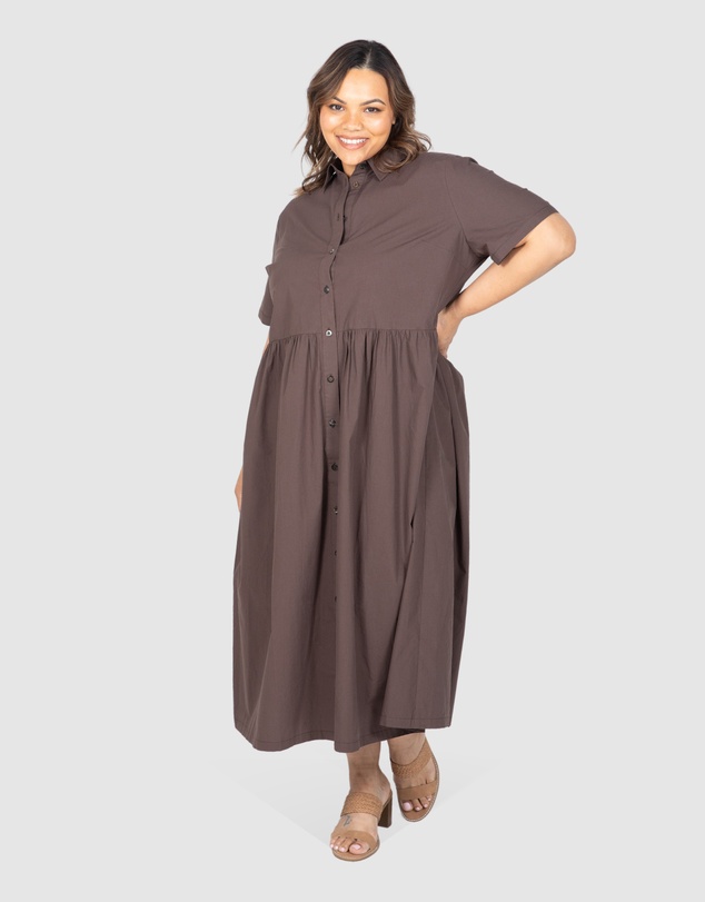 Love Your Wardrobe - Natalie Poplin Maxi Shirt Dress