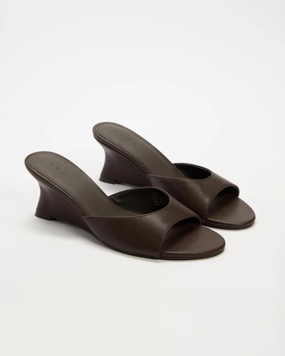 AERE - Esme Leather Sculptural Wedges - Women's