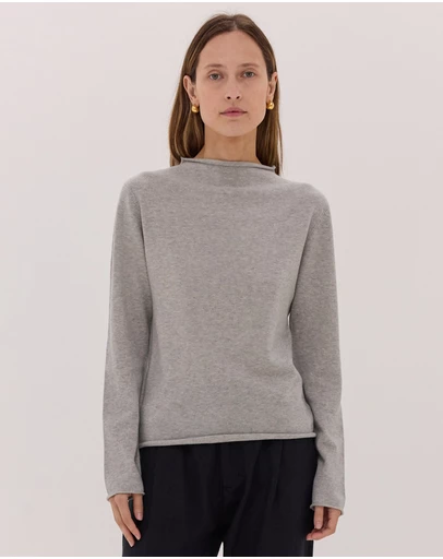 Cloth & Co. - The Funnel Neck Top | Earl Grey