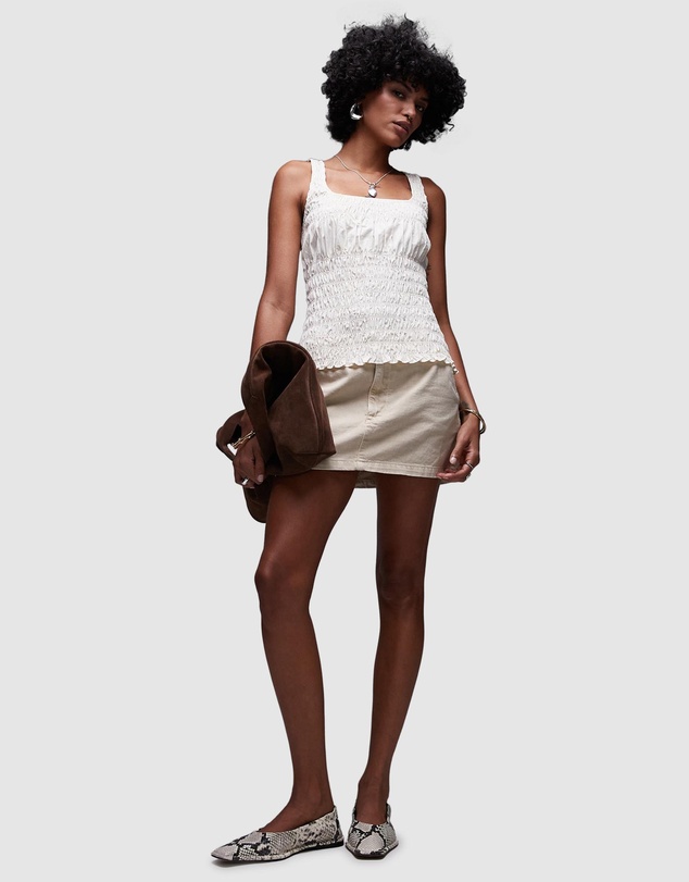 TOPSHOP - Shirred Poplin Sleeveless Top