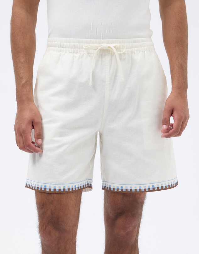 AERE - Relaxed Printed Linen Blend Shorts