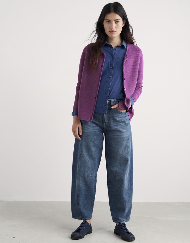 Seasalt - Seasalt Cornwall Purple Makers Jersey Roll Neck Cardigan