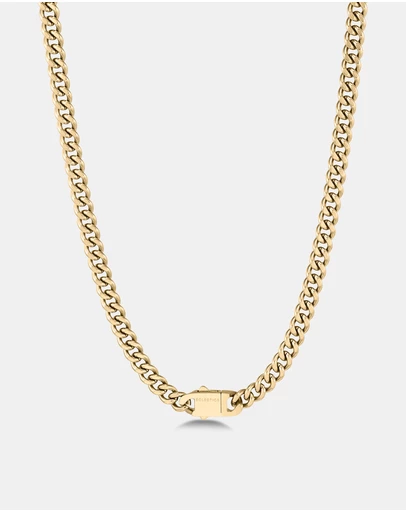 Eclectics - Locked Cuban Chain Necklace - 18K Gold Plated Stainless Steel