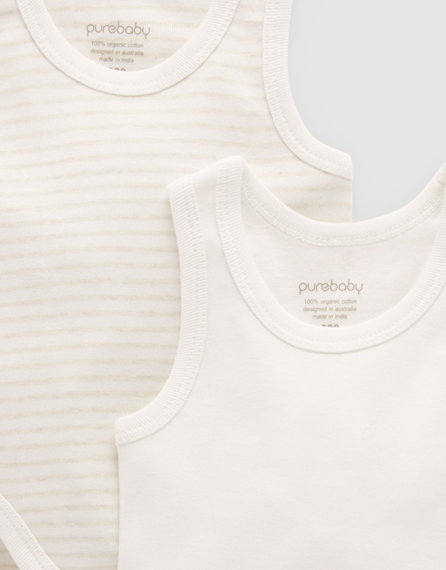 Purebaby - Rib Bodysuit 2 pack - Babies
