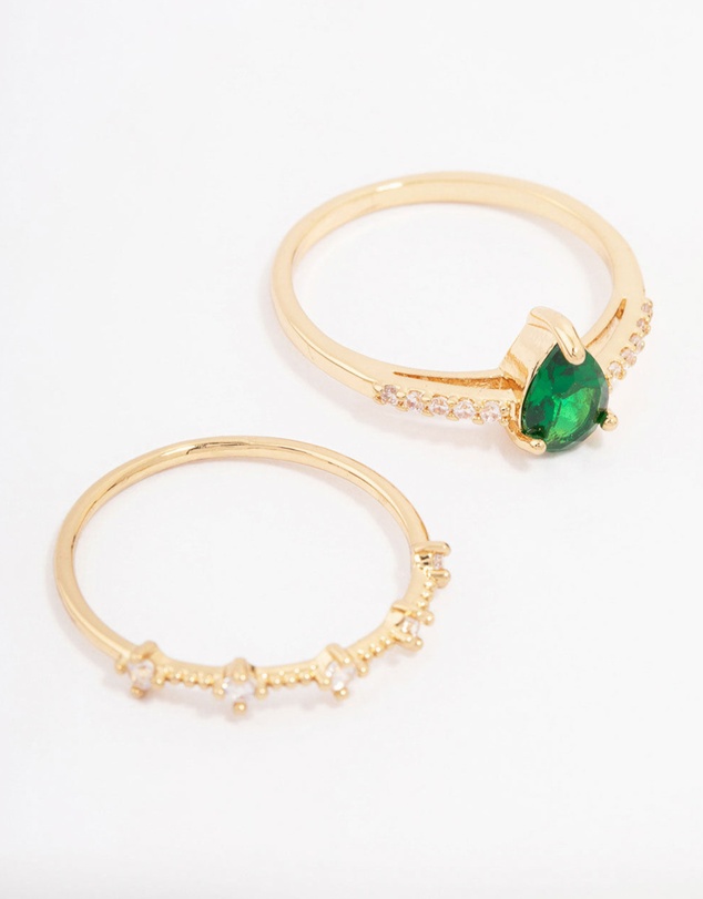 Lovisa - Gold Plated Elegant Pear Triple Stacking Ring