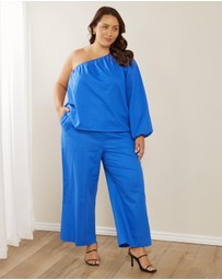 Atmos&Here Curvy - Belmont Linen Blend Shoulder Top