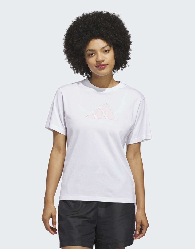 adidas Sportswear - TEXTURED GINGHAM BIG LOGO GRAPHIC T-SHIRT Womens