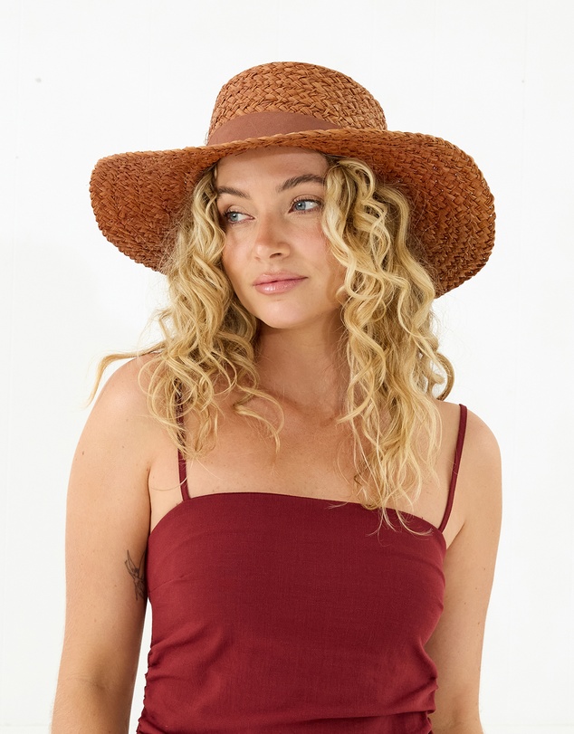 Morgan & Taylor - Catalina Braided Raffia Boater in Tan Brown