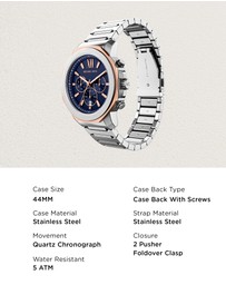 Michael Kors - Prescott Silver Tone Chronograph Watch