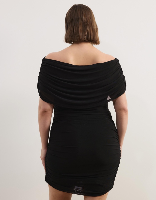 Atmos&Here Curvy - Millie Off Shoulder Mesh Mini Dress