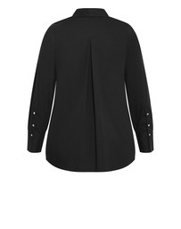 City Chic - Plus size Elevated Long Sleeve Stretch Shirt - black