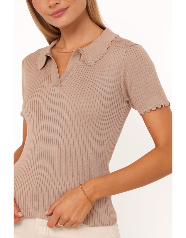 Petal & Pup - Aradia Scallop Collar Polo - Grey Morn