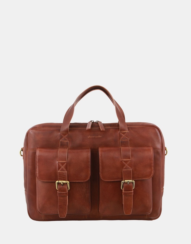 Pierre Cardin - Pierre Cardin Men's Rustic Leather Satchel/Messenger Bag