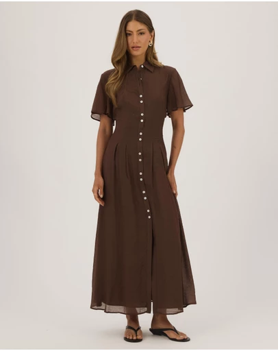Atmos&Here - Kate Pin Tuck Detail Midi Shirt Dress