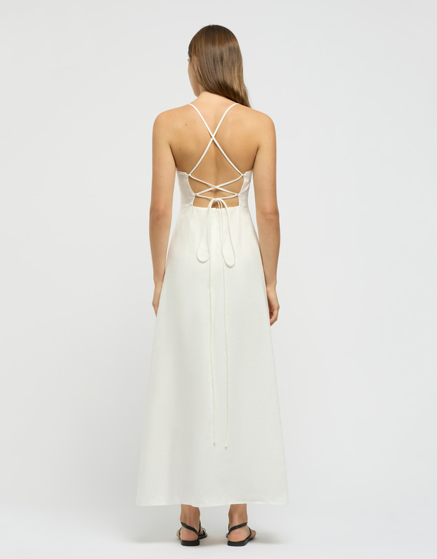 FRIEND of AUDREY - The Linen Tie Back Midi Dress