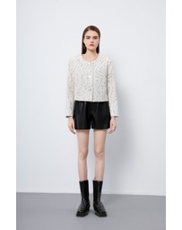 Glamorous - Sequinned love button tweed coat