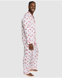 Sant And Abel - Men's Reindeer Red Long PJ Set